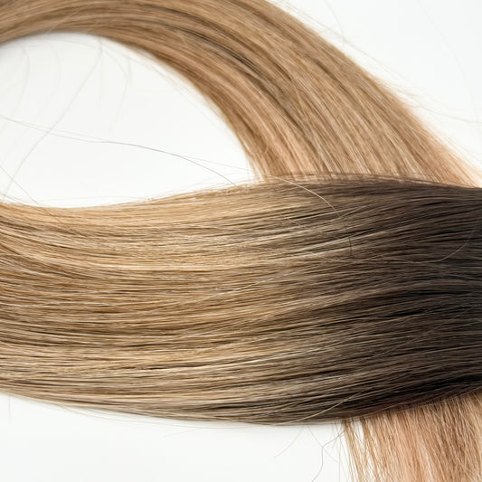 T2 4/27 | Effet repoussé brun foncé - méchées brun moyen & blond cuivré